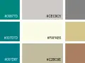 Farbpalette mit Petroltönen und passenden neutralen Farben wie Grau, Beige und Braun. Welche Farbe passt zu Petrol? Hier sind einige Optionen.